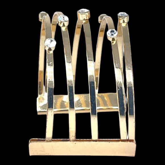 Goldtone Crystal Multi Layer Cuff Bracelet - Picture 4 of 7